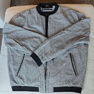 Zara Mens Black and White Gingham Bomber Jacket - 2X